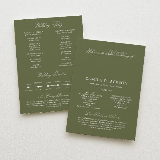 Invitation Pear Green Wedding Flat Program