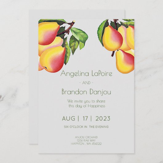 Invitation Pear Orchard - Mariage (Devant / Derrière)