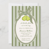 Invitation Pear sage green retro stripes baby shower (Devant)
