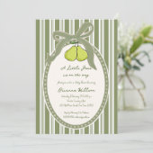 Invitation Pear sage green retro stripes baby shower (Debout devant)