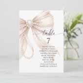Invitation Pearl and Bow Table Number Seating Chart (Debout devant)