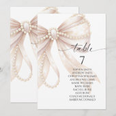Invitation Pearl and Bow Table Number Seating Chart (Devant / Derrière)