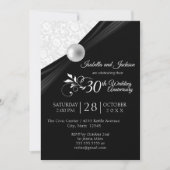 Invitation Pearl Anniversaire design - noir et blanc (Devant)