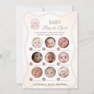 Invitation Pearl Baby Shower Game - Editable Name, 5x7