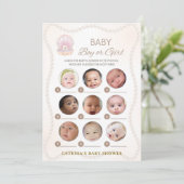 Invitation Pearl Baby Shower Game - Editable Name, 5x7 (Debout devant)