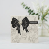 Invitation Pearl Black and Cream Swirl Anniversaire (Debout devant)