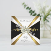 Invitation Pearl Black Gold Argent Diamond Anniversaire fête (Debout devant)