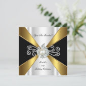Invitation Pearl Black Gold White Diamond Anniversaire (Debout devant)