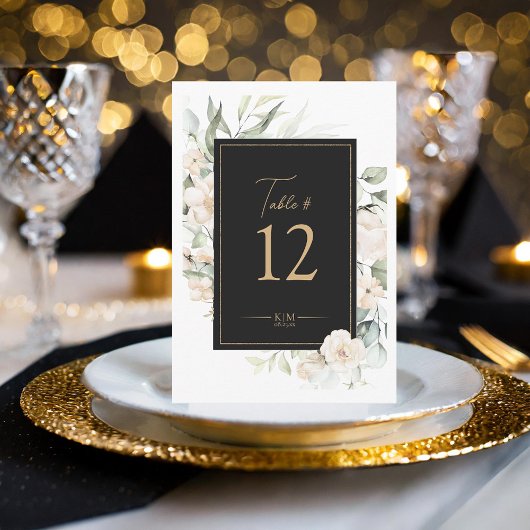 Invitation Pearl Blush Floral Elegance Ebony Table# ID989