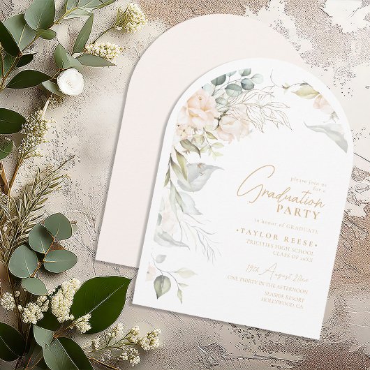 Invitation Pearl Blush Floral Graduation Arch ID989
