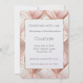 Invitation Pearl Blush Rose Rose Or Abstrait 21e anniversaire (Devant)