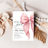 Invitation Pearl Bow c'est une fille Baby shower rose