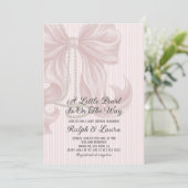 Invitation Pearl Bow Girl Baby Shower (Debout devant)