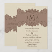 Invitation Pearl, Brown Vintage tourbillons de mariage Invita (Devant / Derrière)