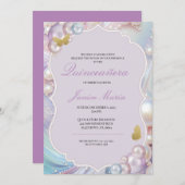 Invitation Pearl Dream rose violet Quinceañera (Devant / Derrière)