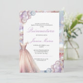 Invitation Pearl Dream rose violet Quinceañera (Debout devant)