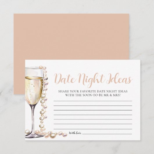 Invitation Pearl et Prosecco Date Nuit Idées Fête des mariées (Devant / Derrière)