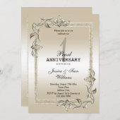 Invitation Pearl Gem & Parties scintillant 1er anniversaire M (Devant / Derrière)