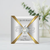 Invitation Pearl Gold Diamond Argent Anniversaire (Debout devant)