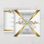 Invitation Pearl Gold Diamond Argent Anniversaire fête 2 (Devant / Derrière)