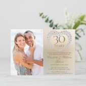 Invitation Pearl Heart 30e anniversaire du Mariage Photo (Debout devant)