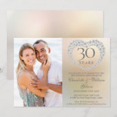 Invitation Pearl Heart 30e anniversaire du Mariage Photo (Devant / Derrière)