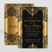 Invitation Pearl Lace Or Black Glamor fête d'anniversaire 2 (Devant / Derrière)