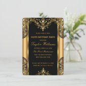 Invitation Pearl Lace Or Black Glamor fête d'anniversaire 2 (Debout devant)