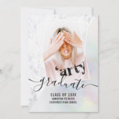 Invitation Pearl nacre marbre diplômé de la photo bloc gradua (Devant)