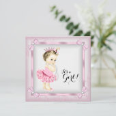Invitation Pearl rose et blanc Baby shower Tutu (Debout devant)