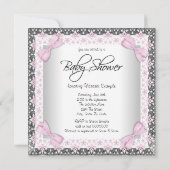 Invitation Pearl rose Grey Vintage bébé fille douche (Dos)