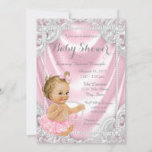 Invitation Pearl rose Satin Baby Girl Douche (Dos)