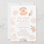 Invitation Pearl Seashell Créations Baby shower fille rose (Devant)