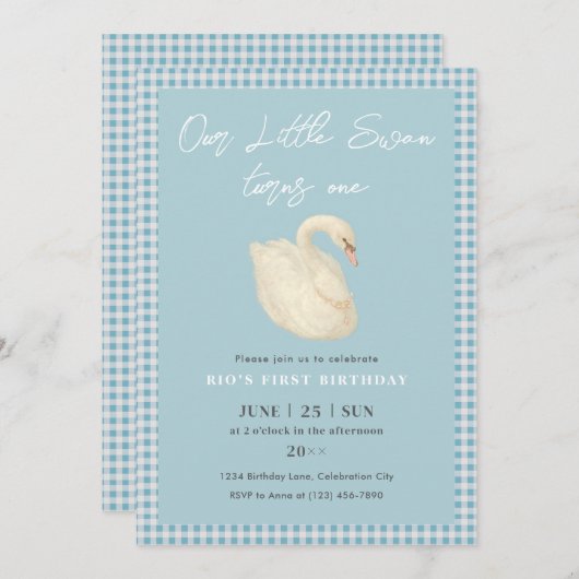 Invitation Pearl Swan Collection d'anniversaire (Devant / Derrière)