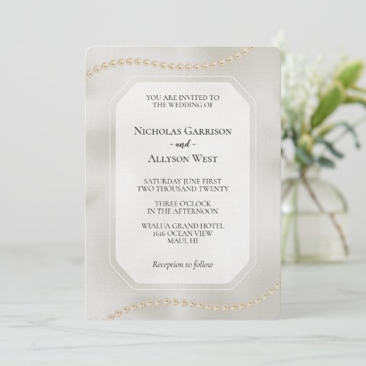 Invitation Pearl White Luxe Mariage (Debout devant)