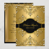 Invitation Pearle d'or Glamor Vintage Quinceanera (Devant / Derrière)