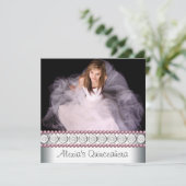 Invitation Pearle rose blanc rose Photo Quinceanera (Debout devant)