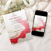 Invitation Pearles blanches et la Quinceañera de dentelle rou