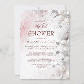 Invitation Pearles blanches Fête des mariées rose moderne (Devant)