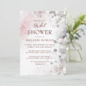 Invitation Pearles blanches Fête des mariées rose moderne (Debout devant)