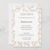 Invitation Pearles de glam rose or Anniversaire (Devant)