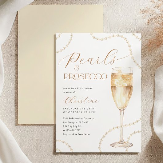 Invitation Pearles et Fête des mariées d'or Prosecco