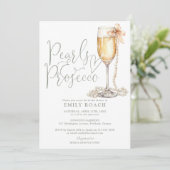 Invitation Pearles et Prosecco QR Code Fête des mariées verte (Debout devant)