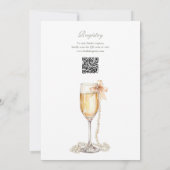 Invitation Pearles et Prosecco QR Code Fête des mariées verte (Dos)