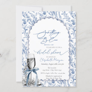 Invitation Pearles Fleurs sauvages de la Bow bleue et Prosecc