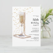 Invitation Pearls And Prosecco 50th Birthday Cocktail Party (Debout devant)