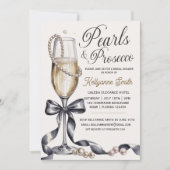 Invitation Pearls and Prosecco Black Bow Bridal Shower  (Devant)