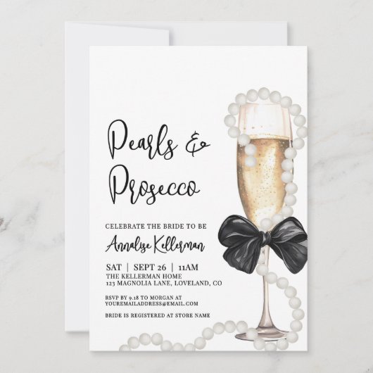 Invitation Pearls And Prosecco Bridal Shower (Devant)