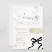 Invitation Pearls and Prosecco Ivory Bow Bridal Shower (Devant)