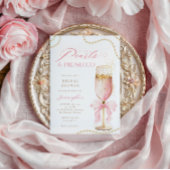 Invitation Pearls and Prosecco Pink Bow Bridal Shower